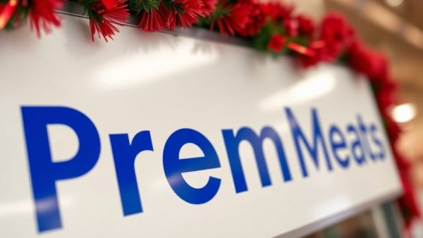 Close-up of Premier Meats sign showing clear text