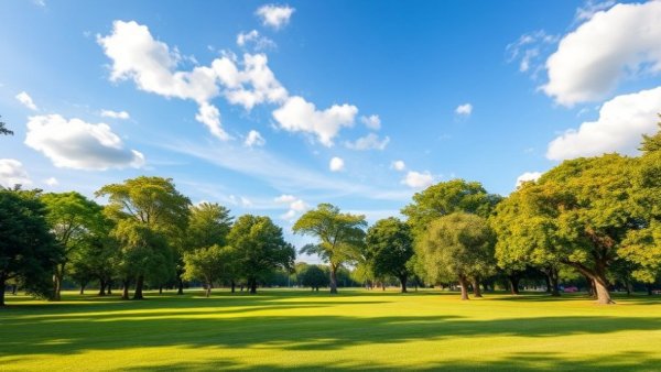 Lush park landscape showcasing urban forestry beauty.