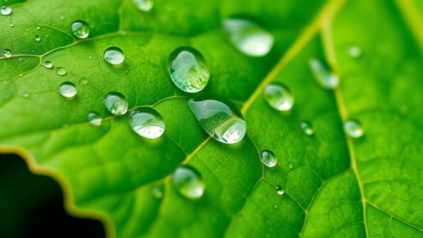 Close-up of green leaf with water droplets, cognitive function Alzheimer's care concept.