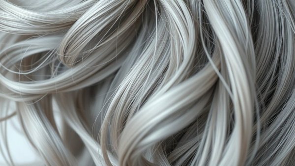 Close-up of gray hair texture and curls, gray hair melanoma.