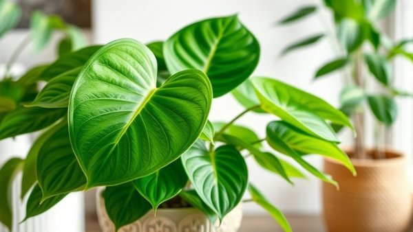 Vibrant split-leaf philodendron in a decorative pot, showcasing lush foliage.