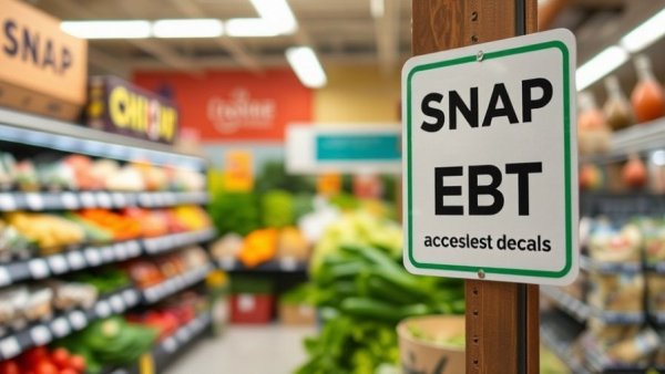SNAP EBT sign in grocery store aisle, Truth About Immigrants and Federal Government Benefits.
