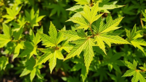 Healthy green maple leaves in sunlight, showcasing lush foliage.