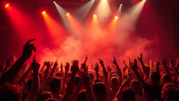 Energetic concert crowd enjoying a live performance, capturing excitement.