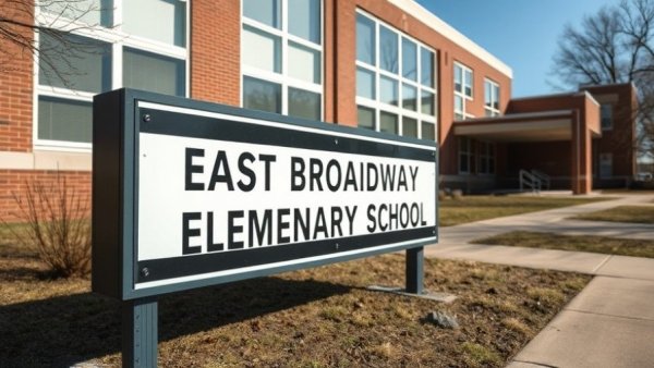 East Broadway Elementary School sign, Levittown School District autism lawsuit text