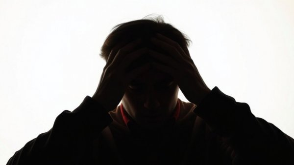 Silhouette of person with hands on face, symbolizing stress of long COVID trajectories.