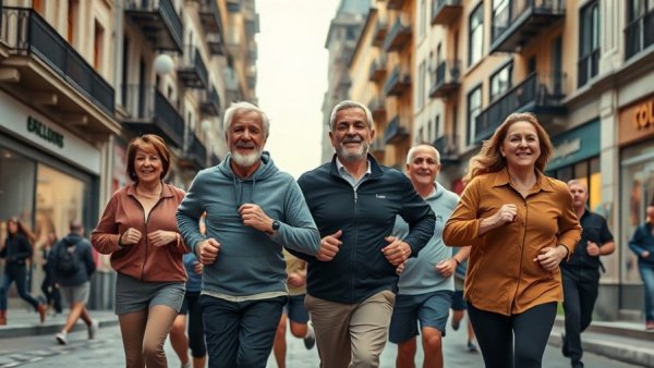 Seniors enjoying a runcation in a city setting.