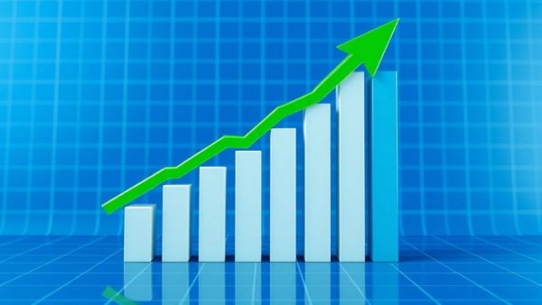3D bar graph showing growth, related to Dogecoin surge today.