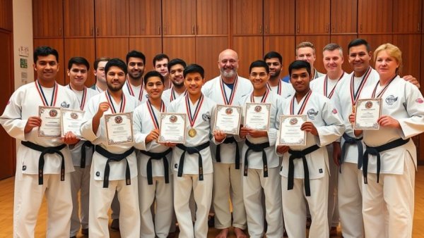 Chamba karate players shine with medals and certificates indoors.