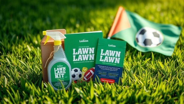 Promotional lawn care kit on grass, lawn care services Shelby MI.