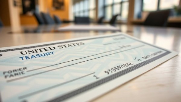 Close-up of a US Treasury check in an office, related to Social Security payments schedule Muskegon.