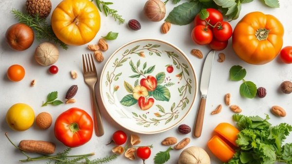 Mediterranean diet benefits for seniors: fresh produce and stylish plate.