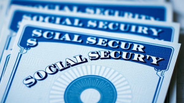 Close-up of Social Security cards, Muskegon Social Security retirement sign up.