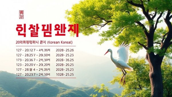 Cultural event poster with trees and a crane over mountains.