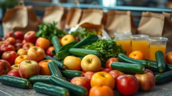 Assorted groceries highlighting senior food insecurity in Kentucky.