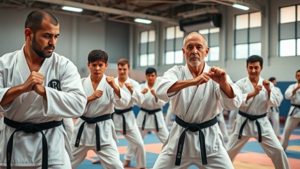 Martial artists practicing in a gym for karate classes in Gurnee.