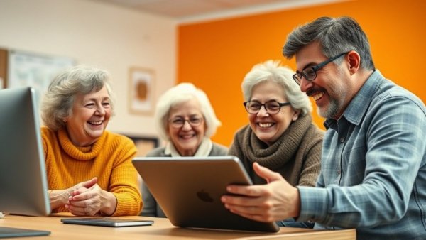 Seniors learning computers in Muskegon classroom.