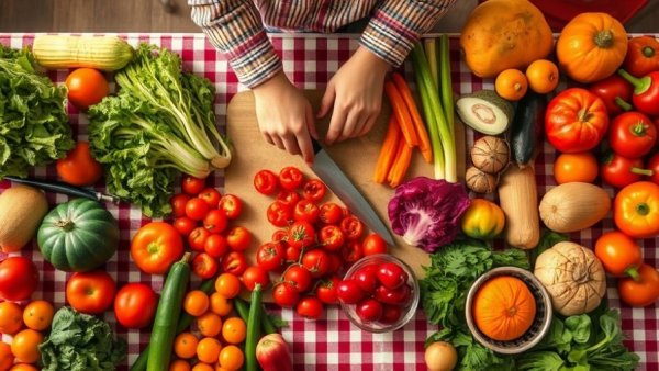 Preparing fresh vegetables for dinner, best time to eat dinner in winter.