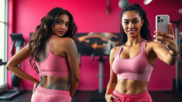 Stylish posture-correcting sports bras in gym and studio settings.