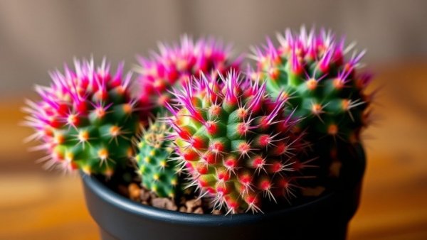 Rainbow Hedgehog Cactus with vivid colors in a pot.