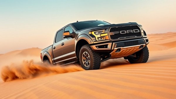 Ford F-150 Raptor R showcase of horsepower boost across sand dunes.