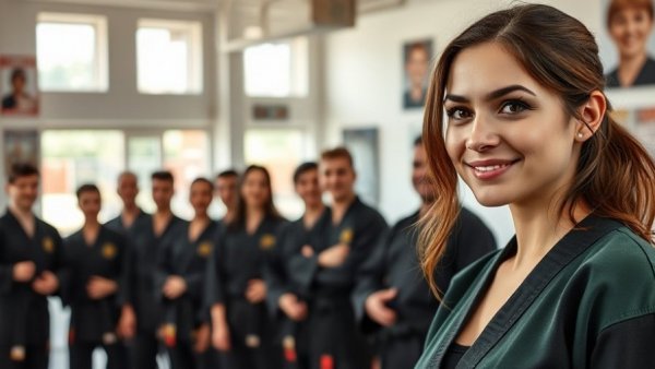 Portrait and martial arts group in a dojo, martial arts classes Gurnee.