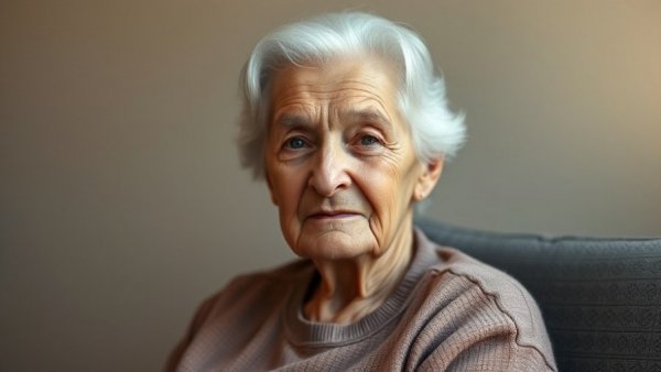 Gentle elderly woman in soft lighting, highlighting affordable elderly housing Muskegon.