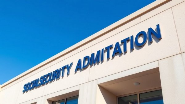 Social Security Administration building exterior under blue sky.