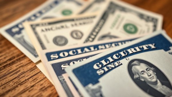 Close-up of Social Security cards and dollar bills, related to Social Security Payment Schedule 2026.