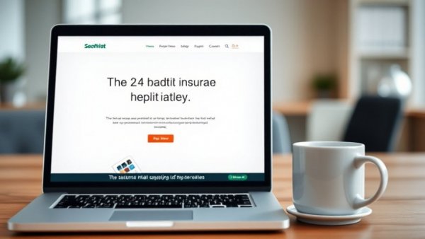 AI for fighting insurance denials displayed on a laptop screen with a coffee mug.