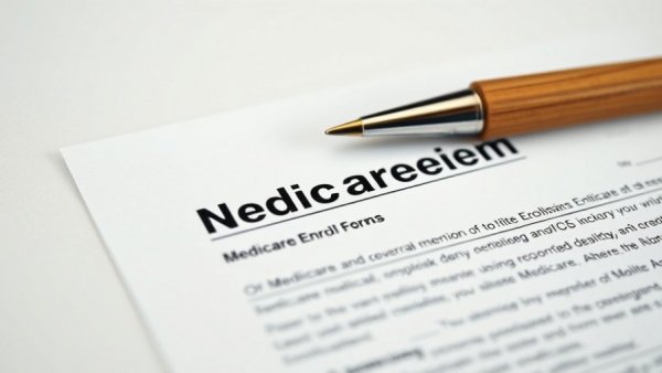 Detailed view of Medicare enrollment form and pen, Open Season advice for annuitants.