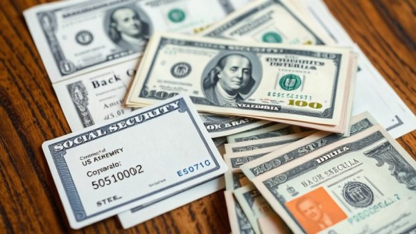 2026 Social Security Cost of Living Adjustment concept with documents and currency.