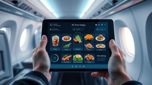 Futuristic AI tablet for smarter eating choices onboard.