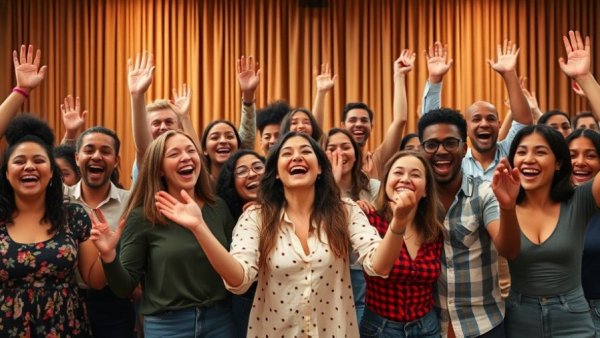 Taarana School event with diverse group celebrating on stage
