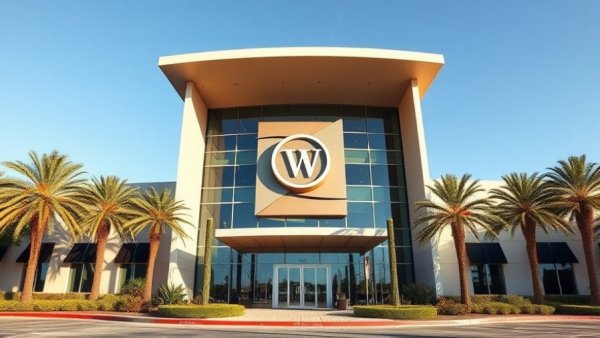Modern building entrance with sign and landscaping in Shelby MI.