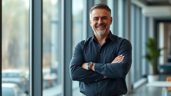 Confident man in office related to average 401(k) balance today.