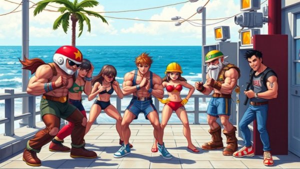 Karate Blazers classic arcade scene on Nintendo Switch, pixel art style.