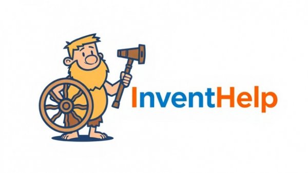 InventHelp logo featuring a cartoon caveman with the newest technology concept in healthcare Muskegon.