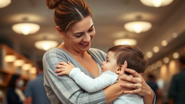 Managing meltdowns in autism: Mother comforting child in public.