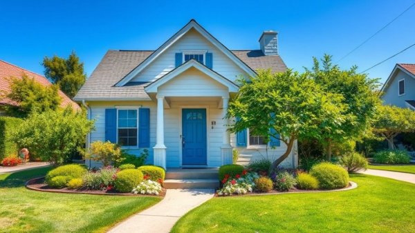 Beautiful luxury house in senior living community Newcastle, sunny day.