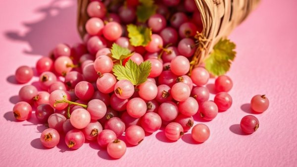 Pink currants on pink surface indicating signs you are eating too much fiber.