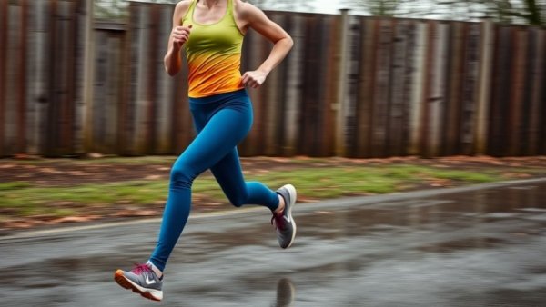 Women jogging in secondhand workout clothes on wet pavement.