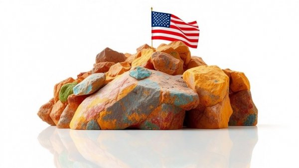 Colorful rock with American flag depicting MP Materials stock investment risks and opportunities.