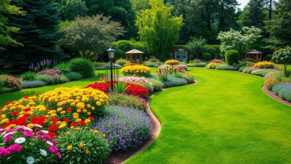 Lawn care services Shelby MI: vibrant garden and well-kept lawn