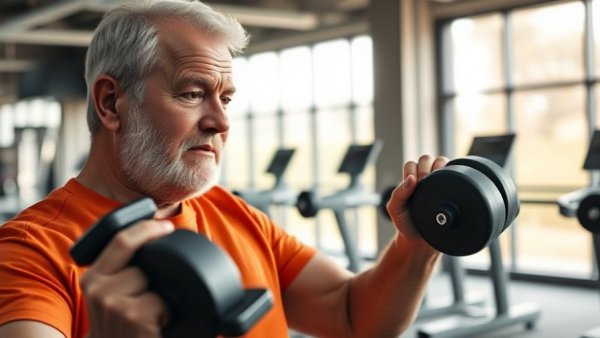 Senior man using Medicare Advantage benefits at the gym.