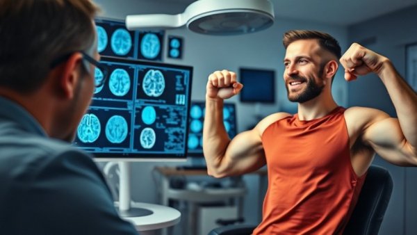 Analyzing brain scans and healthy living, vibrant scene, younger healthier brain concept.