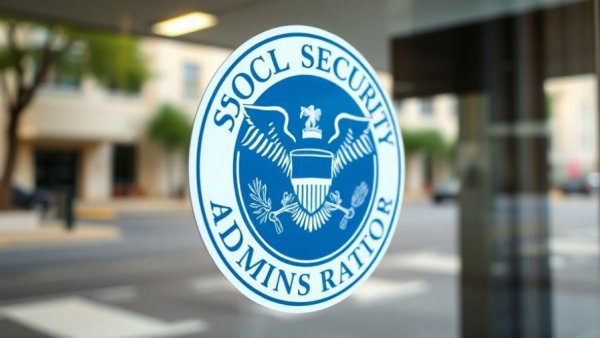 Social Security Administration logo on a glass window, relevant for Social Security payment schedule December 2025.