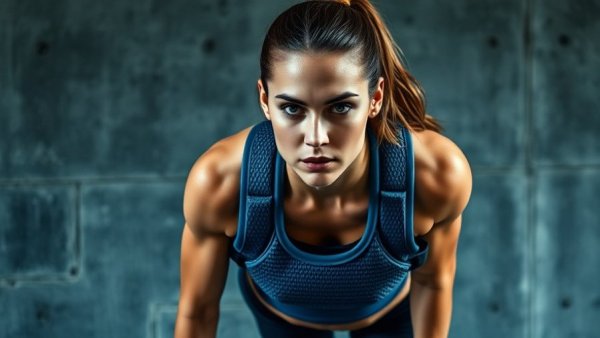 Athletic woman exercising in blue weighted vest - are weighted vests worth it?