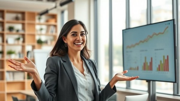 Professional team discussing marketing strategies in an office.
