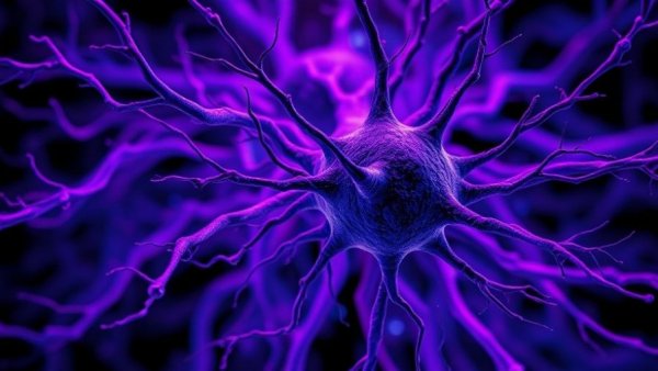 Alzheimer's disease neural network showing amyloid plaques.